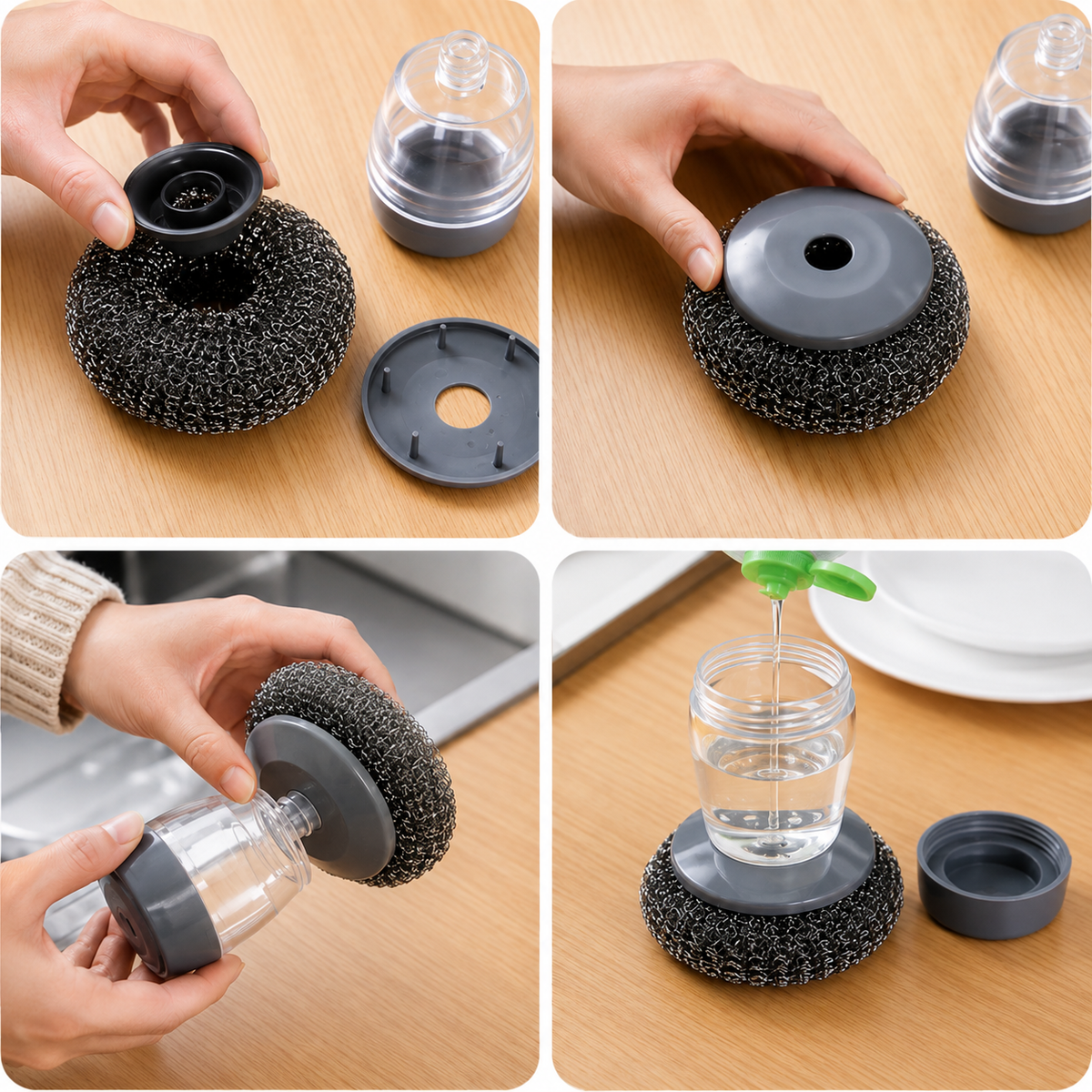2-in-1 Soap Dispenser Dish Scrubber