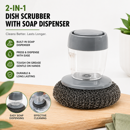2-in-1 Soap Dispenser Dish Scrubber