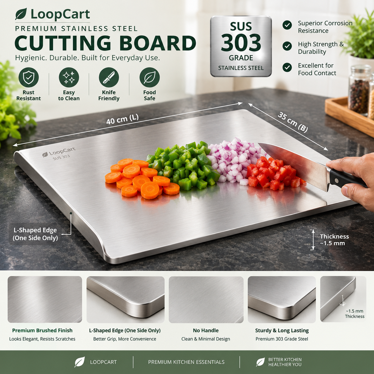 Premium Stainless Steel Cutting Board